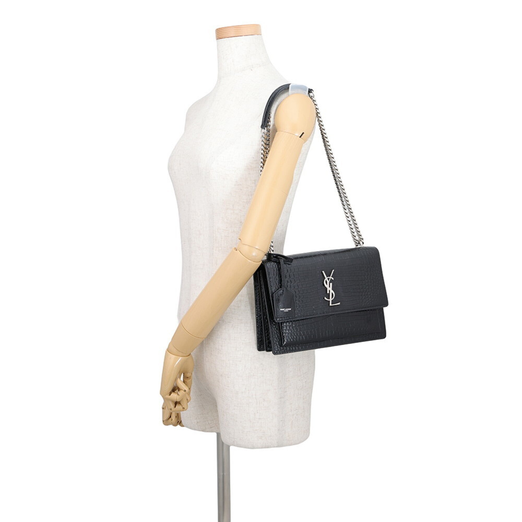Yves Saint Laurent Black Leather Handbag Shoulder Bag (Pre-Owned)