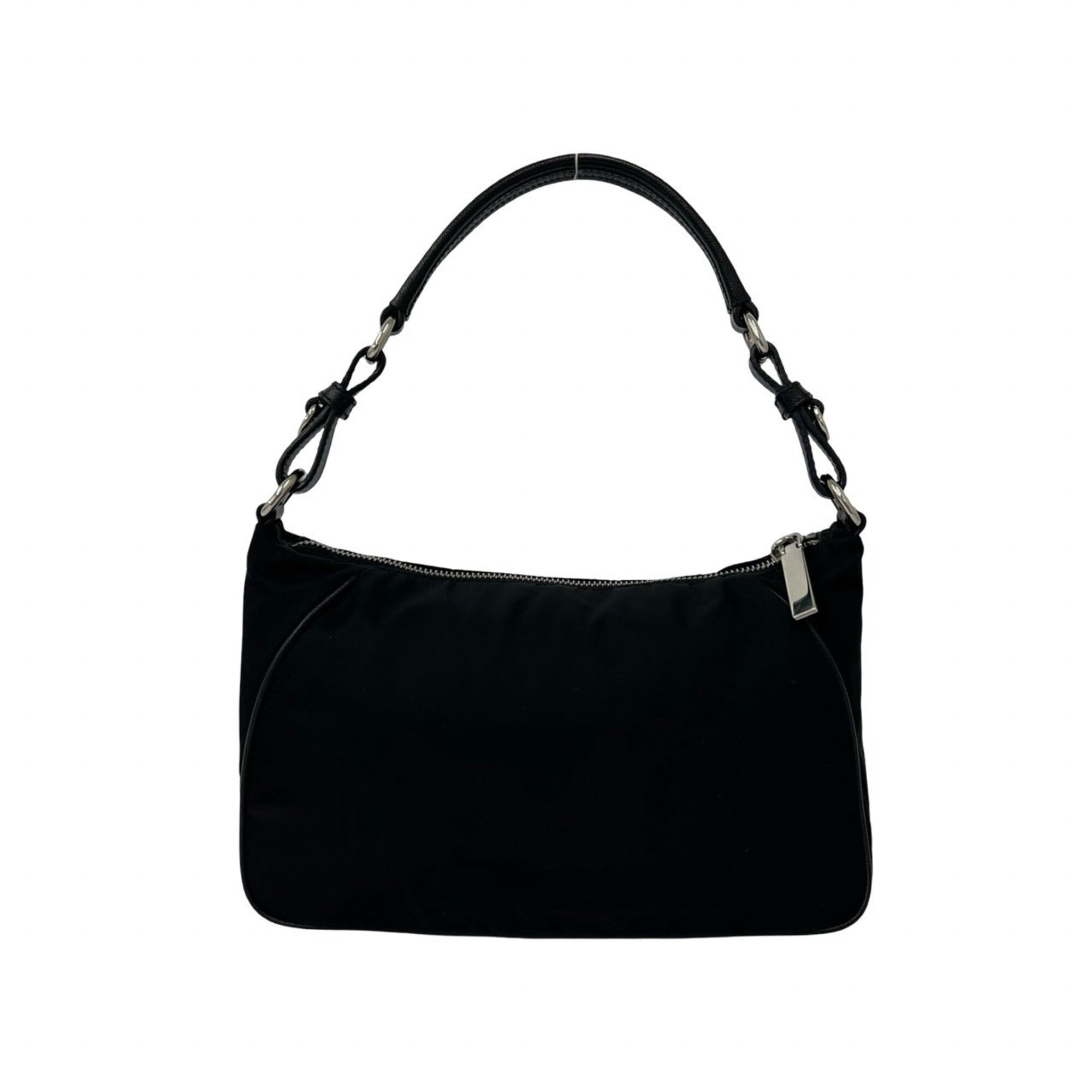 Prada Black Nylon Leather Handbag Shoulder Bag (Pre-Owned)