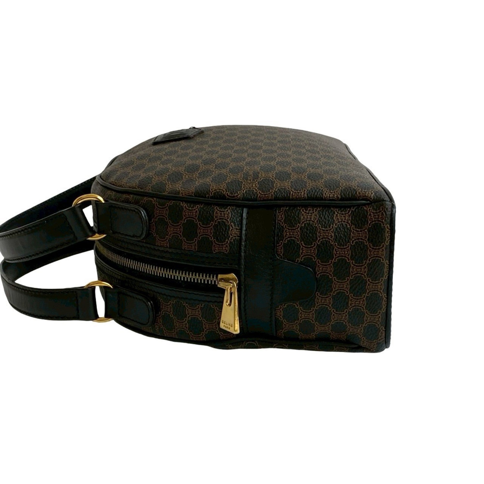 Celine Black Brown Leather Pvc Boston Bag Handbag (Pre-Owned)