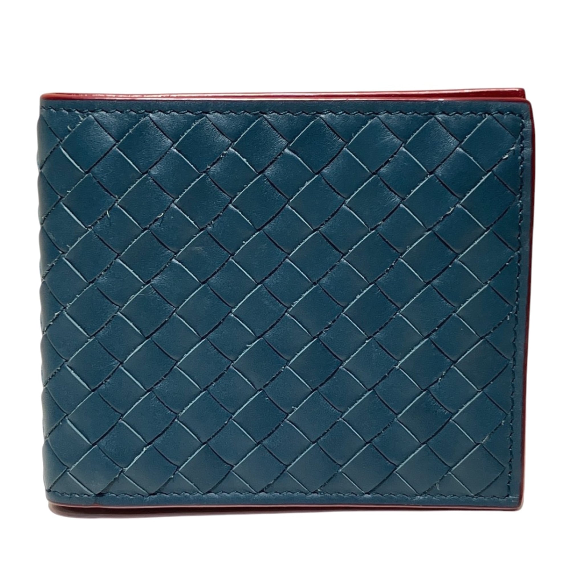 Bottega Veneta Intrecciato Blue Leather Wallet (Bi-Fold) (Pre-Owned)