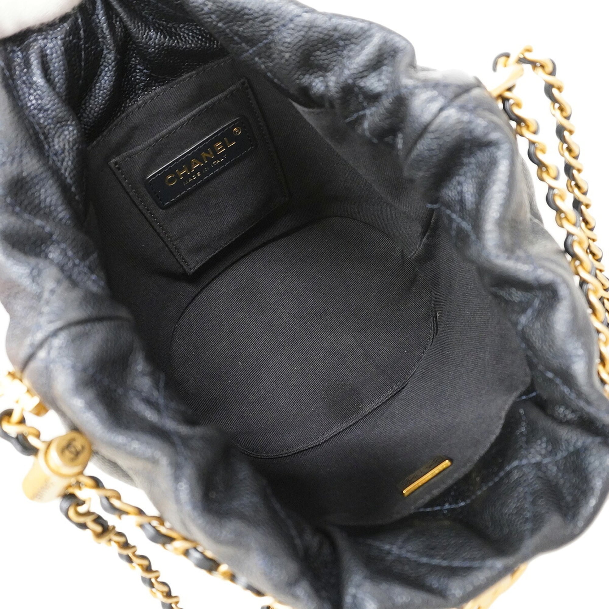 Chanel Navy Grained Calfskin Handbag (Pre-Owned)