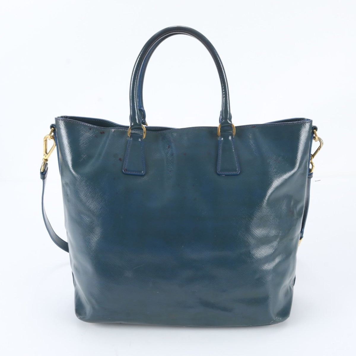 Prada Blue Green Leather Shoulder Bag Tote Bag (Pre-Owned)