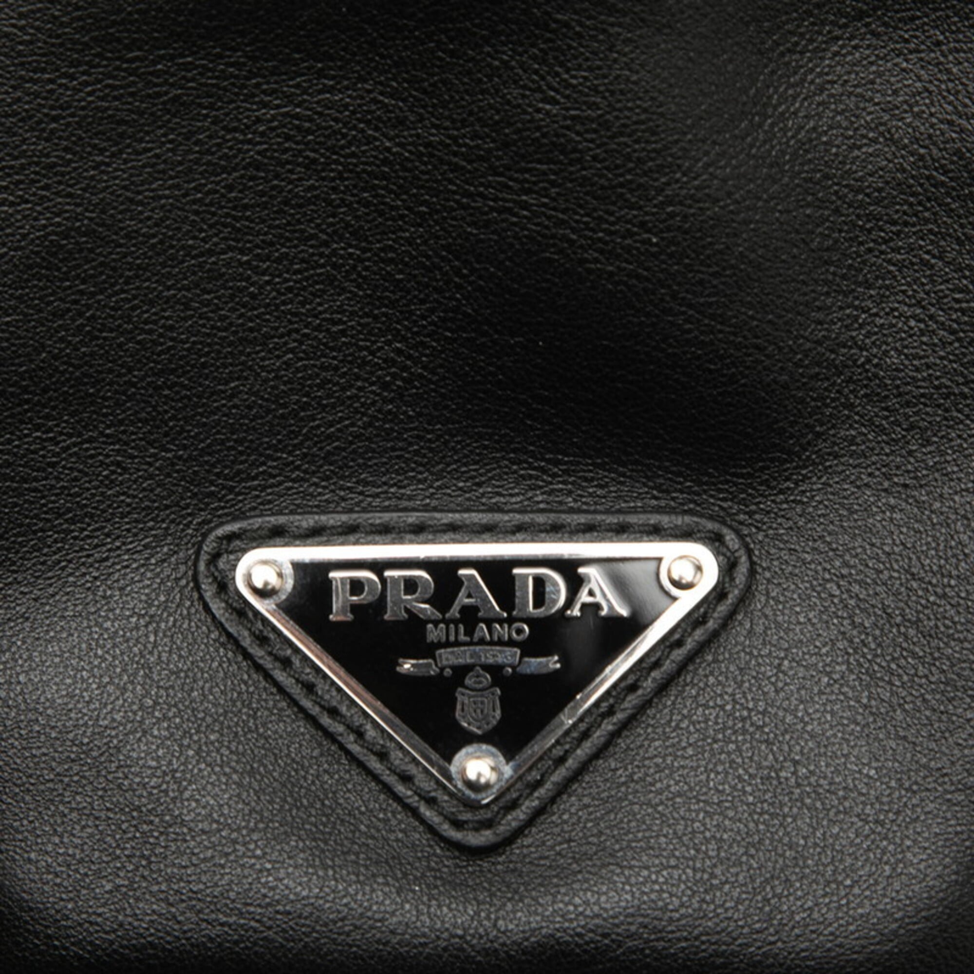 Prada Black Leather Nylon Handbag Pouch (Pre-Owned)
