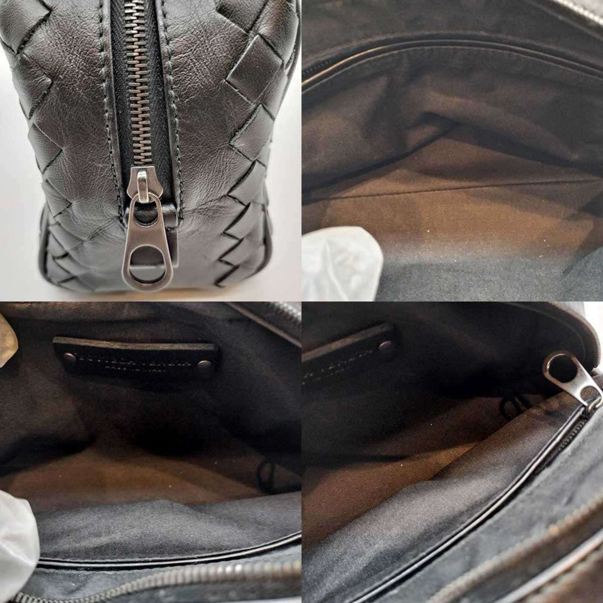 Bottega Veneta Intrecciato Black Leather Pouch (Pre-Owned)