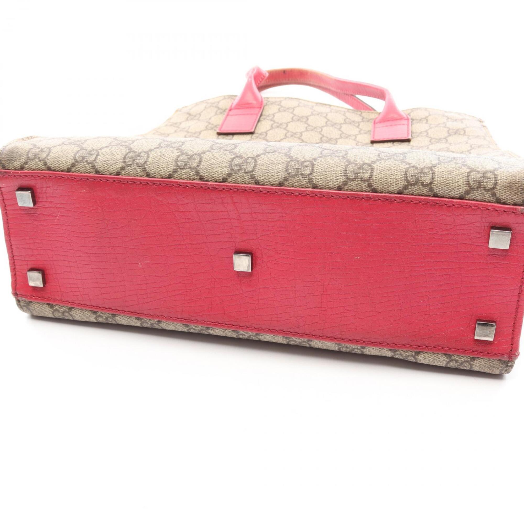 Gucci Beige Pink Pvc Coated Canvas Leather Handbag Tote Bag (Pre-Owned)