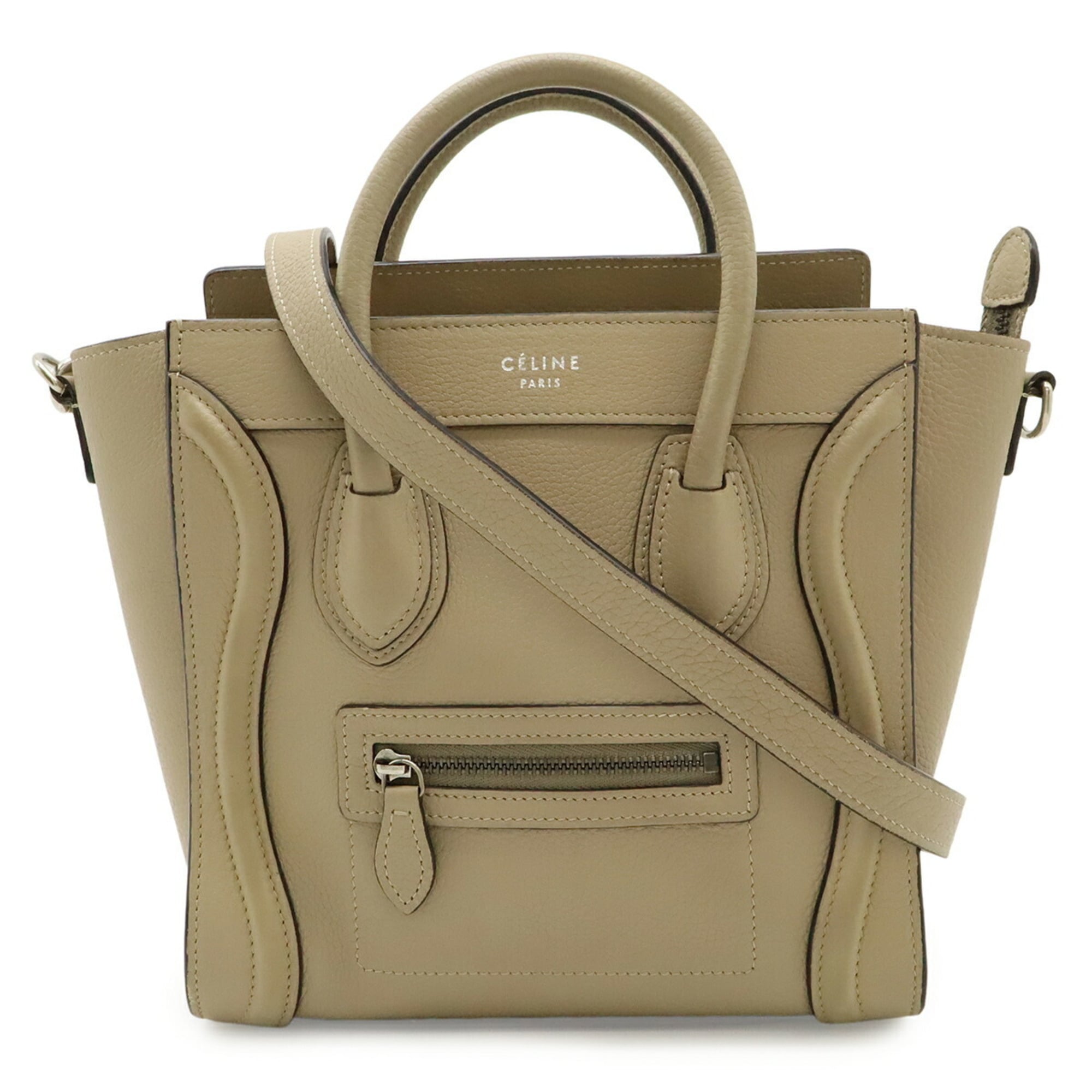 Celine Beige Leather Handbag Shoulder Bag (Pre-Owned)