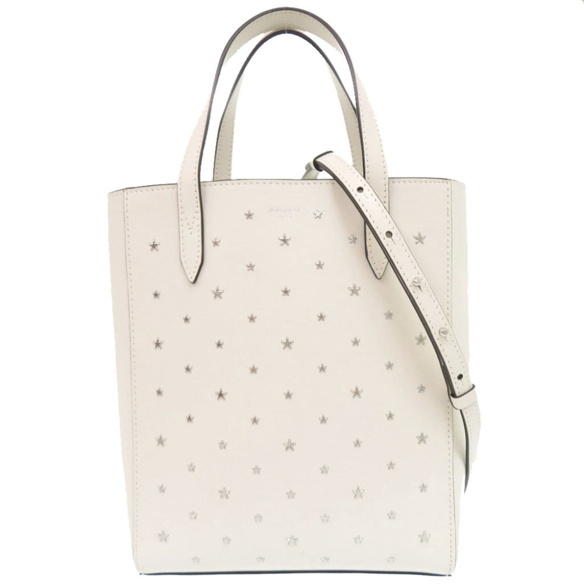 Jimmy Choo White Leather Handbag Shoulder Bag Tote Bag (Pre-Owned)