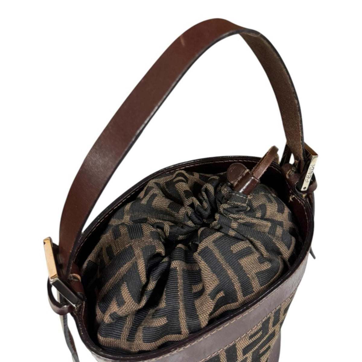 Fendi Black Brown Canvas Leather Handbag (Pre-Owned)