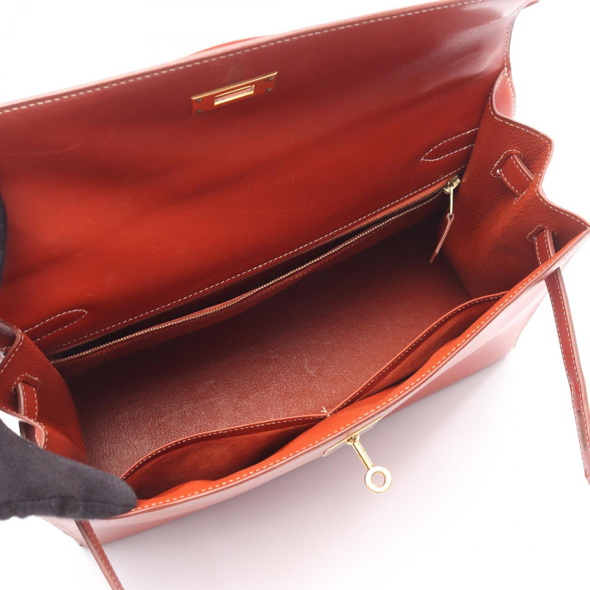 Hermes Brown Box Calf Leather Handbag (Pre-Owned)