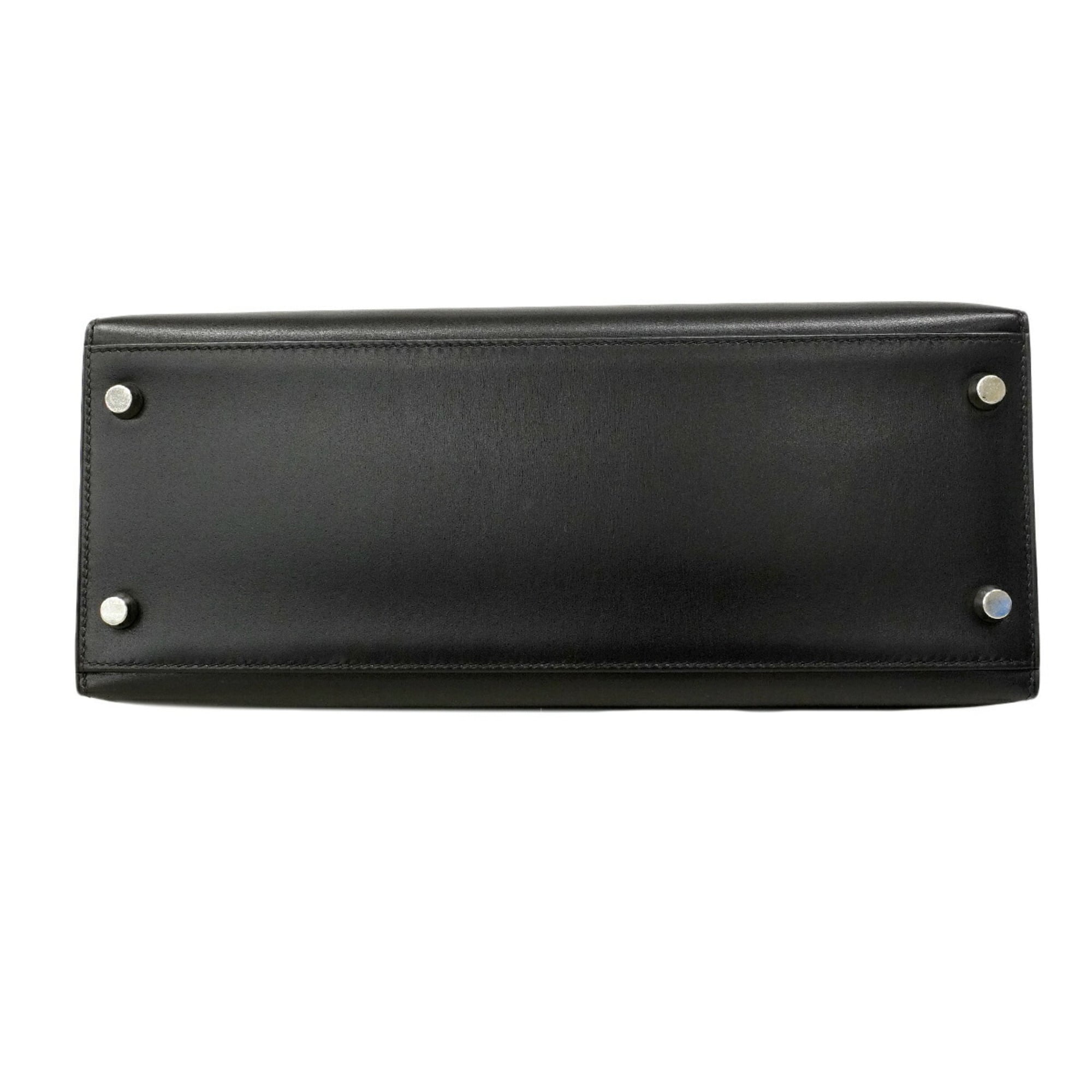 Hermes Black Box Calf Leather Handbag (Pre-Owned)