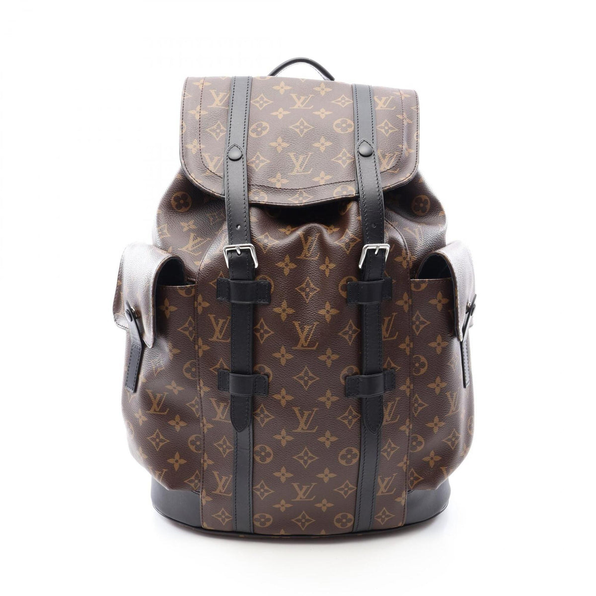 Louis Vuitton Black Brown Coated Canvas Leather Backpack Handbag (Pre-Owned)