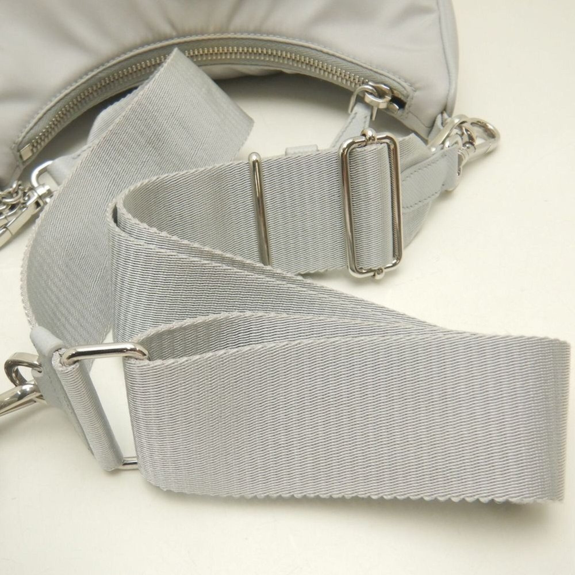 Prada Silver Nylon Shoulder Bag (Pre-Owned)