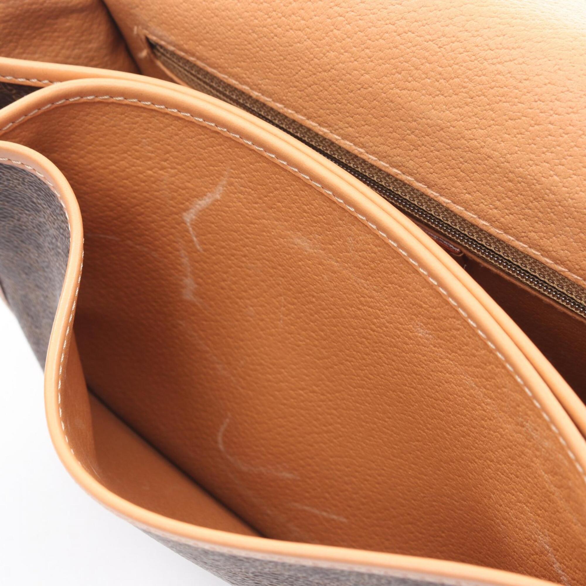 Celine Brown Coated Canvas Leather Handbag Shoulder Bag (Pre-Owned)