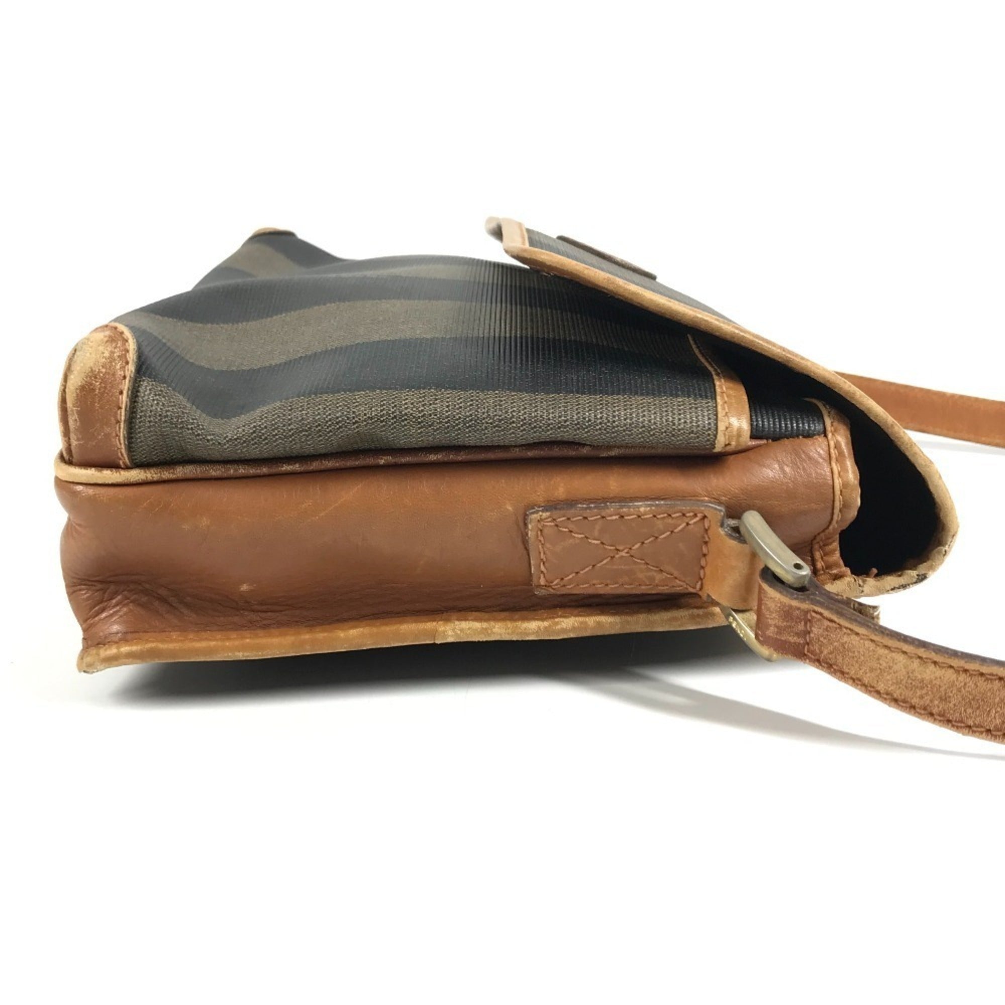 Fendi Brown Khaki Pvc Leather Pochette Shoulder Bag (Pre-Owned)