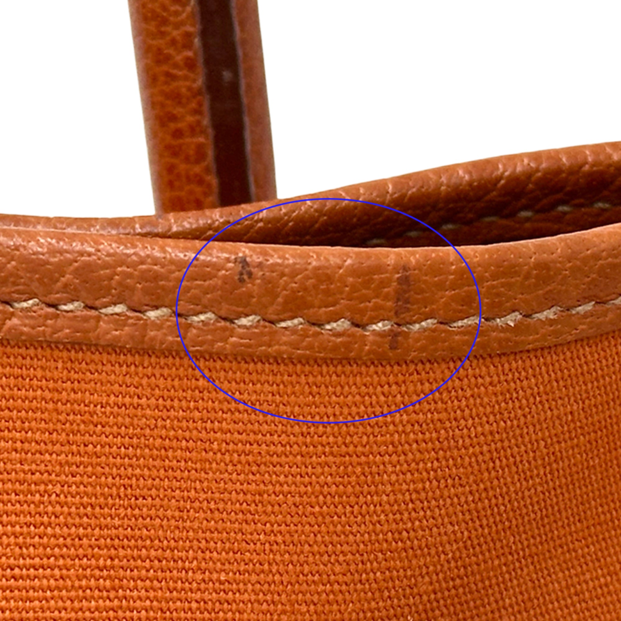 Hermes Garden Orange Potiron Toile Officier Leather Handbag Tote Bag (Pre-Owned)