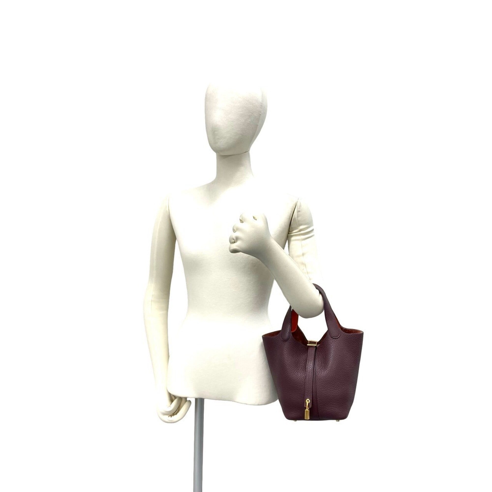 Hermes Orange Red Color Wine Taurillon Clemence Leather Swift Leather Handbag (Pre-Owned)
