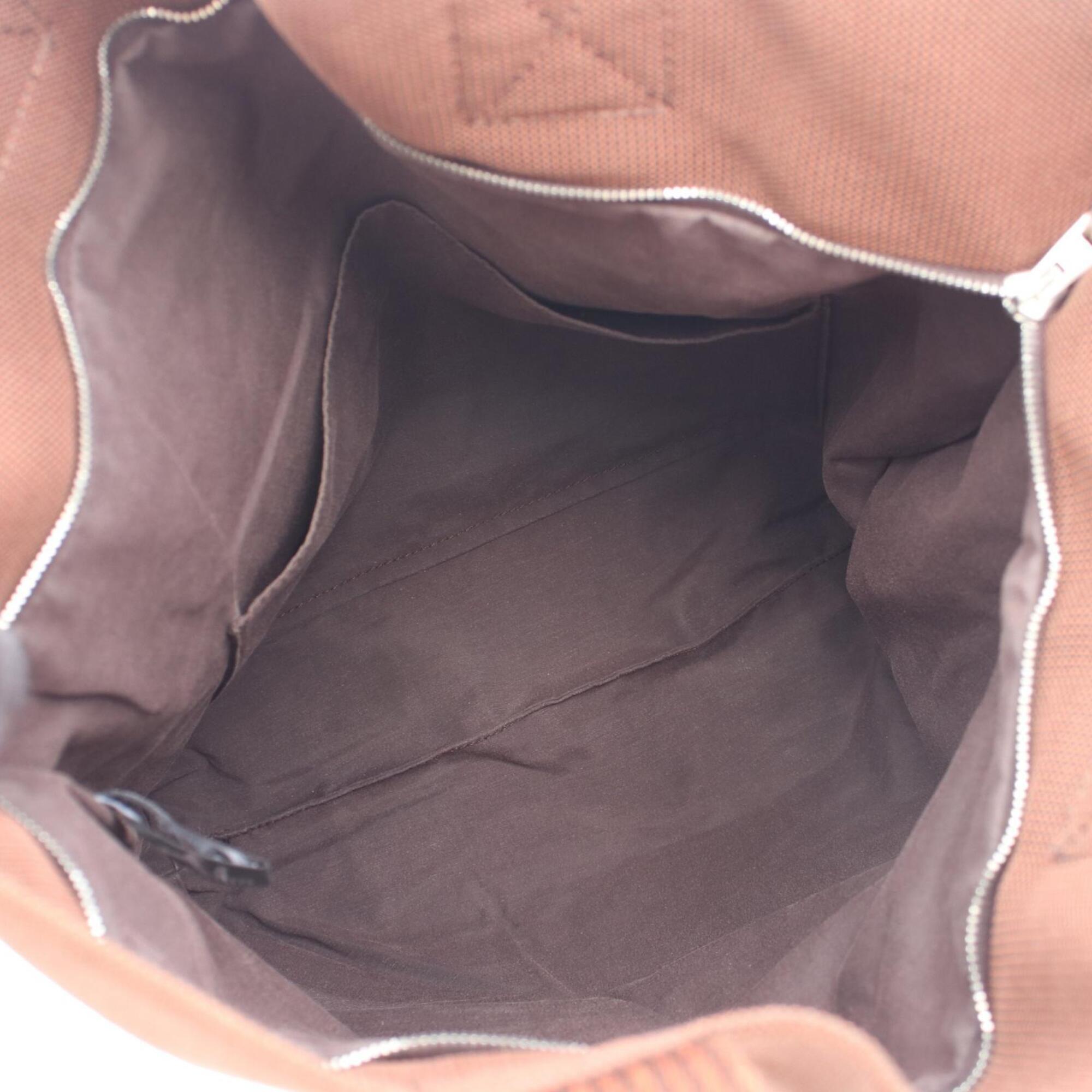 Hermes Brown Nylon Canvas Handbag Tote Bag (Pre-Owned)