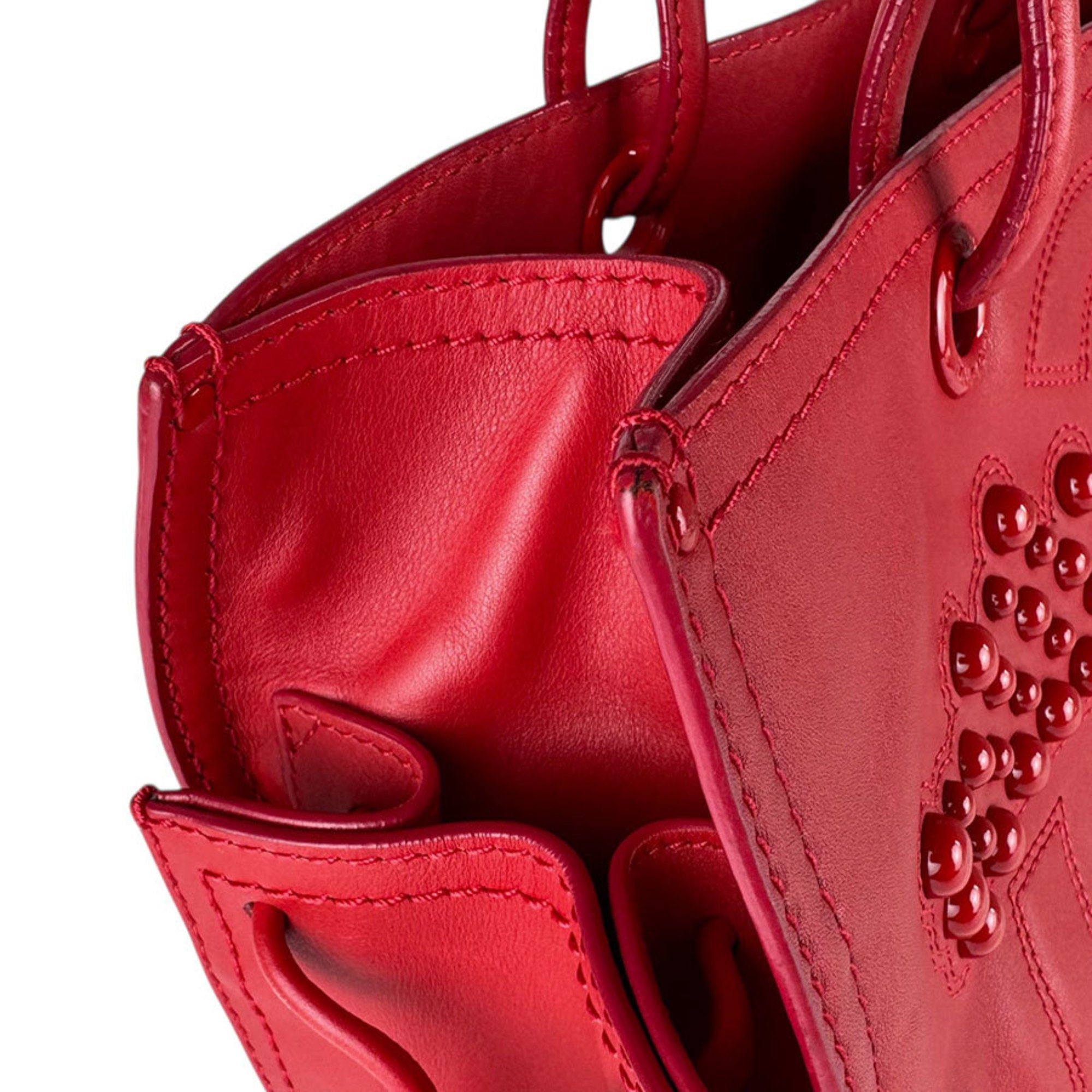 Loewe Red Color Leather Shoulder Bag Tote Bag (Pre-Owned)