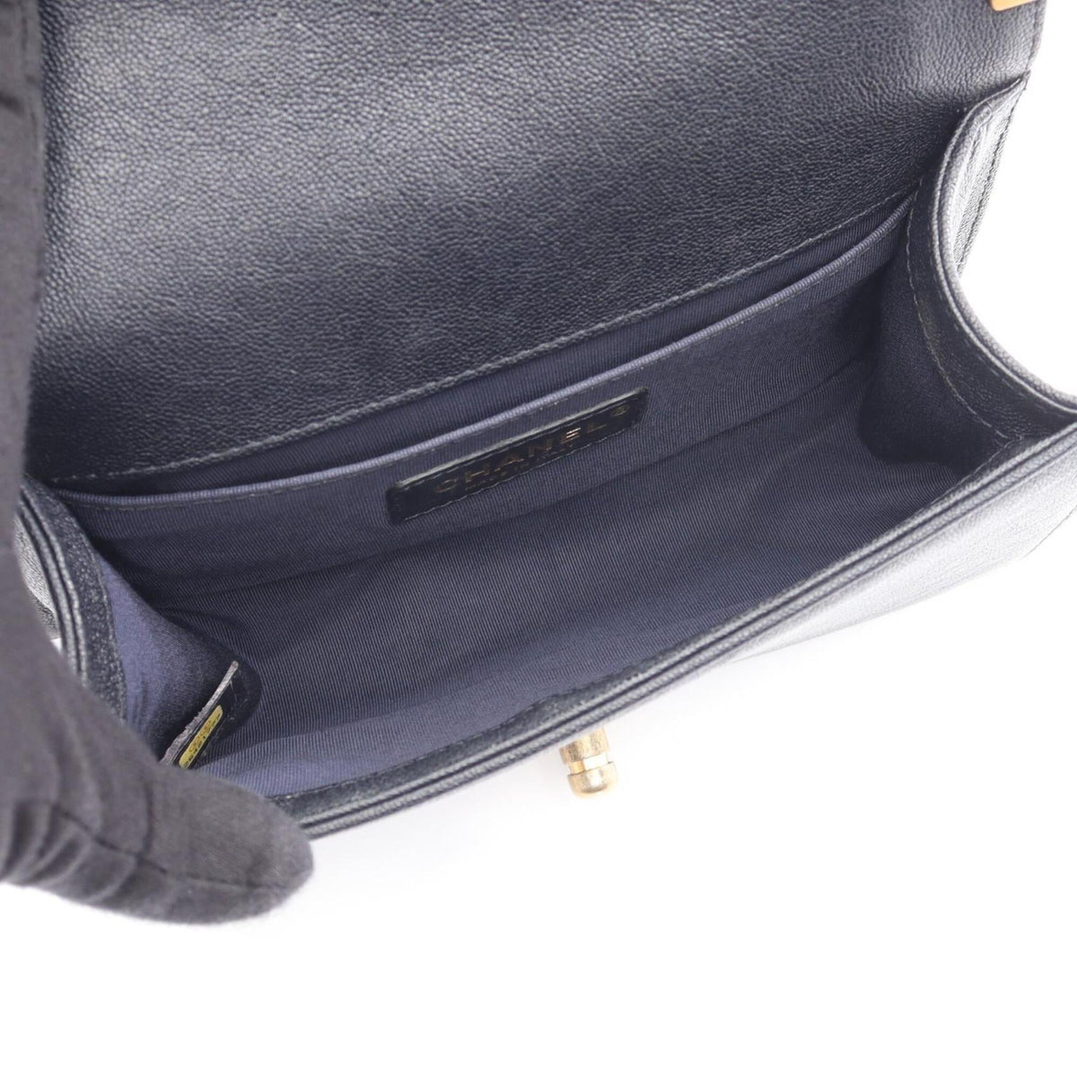 Chanel Boy Chanel Black Grained Calfskin Shoulder Bag (Pre-Owned)