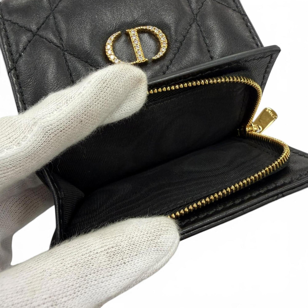 Christian Dior Black Leather Wallet (Tri-Fold) (Pre-Owned)