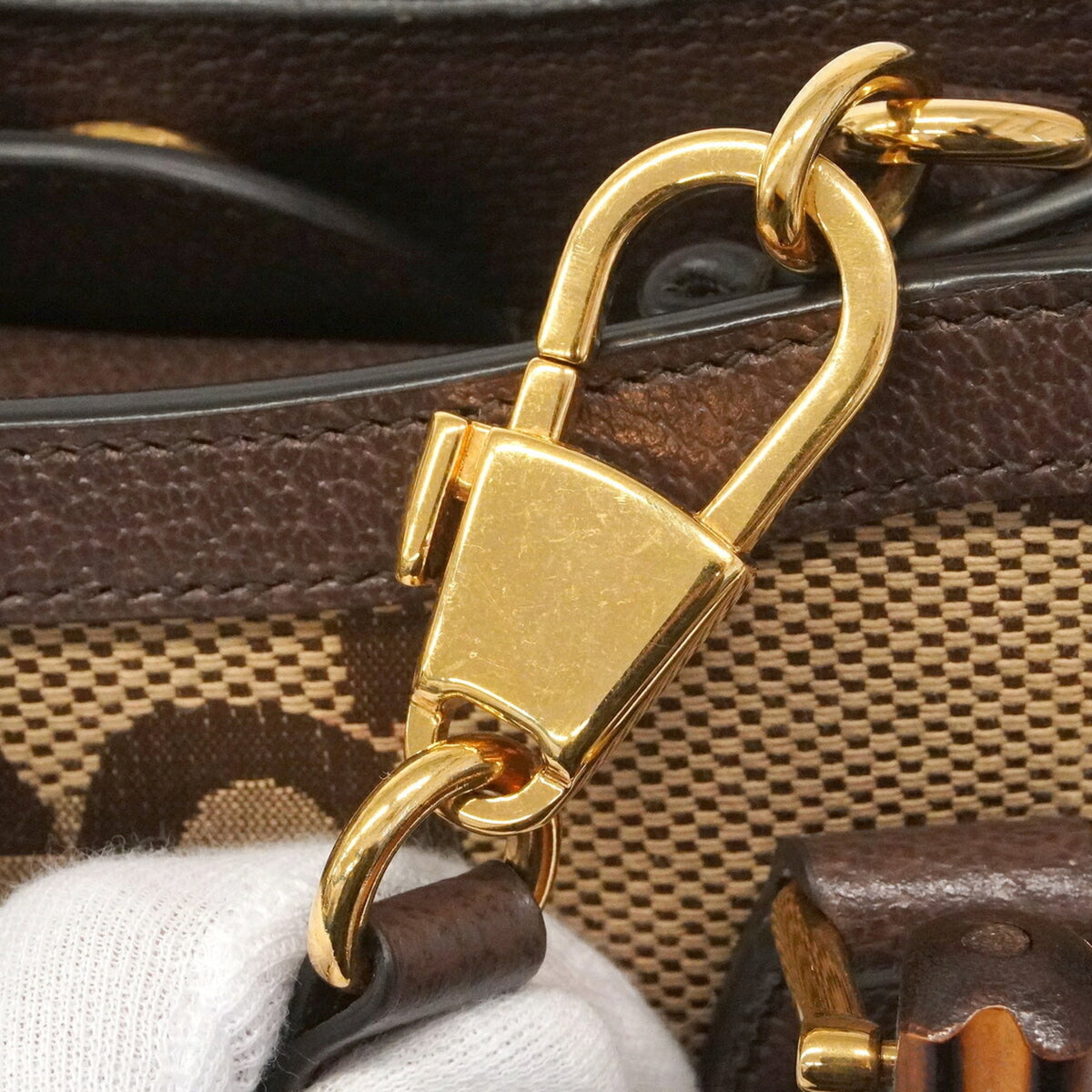Gucci Brown Canvas Leather Handbag (Pre-Owned)