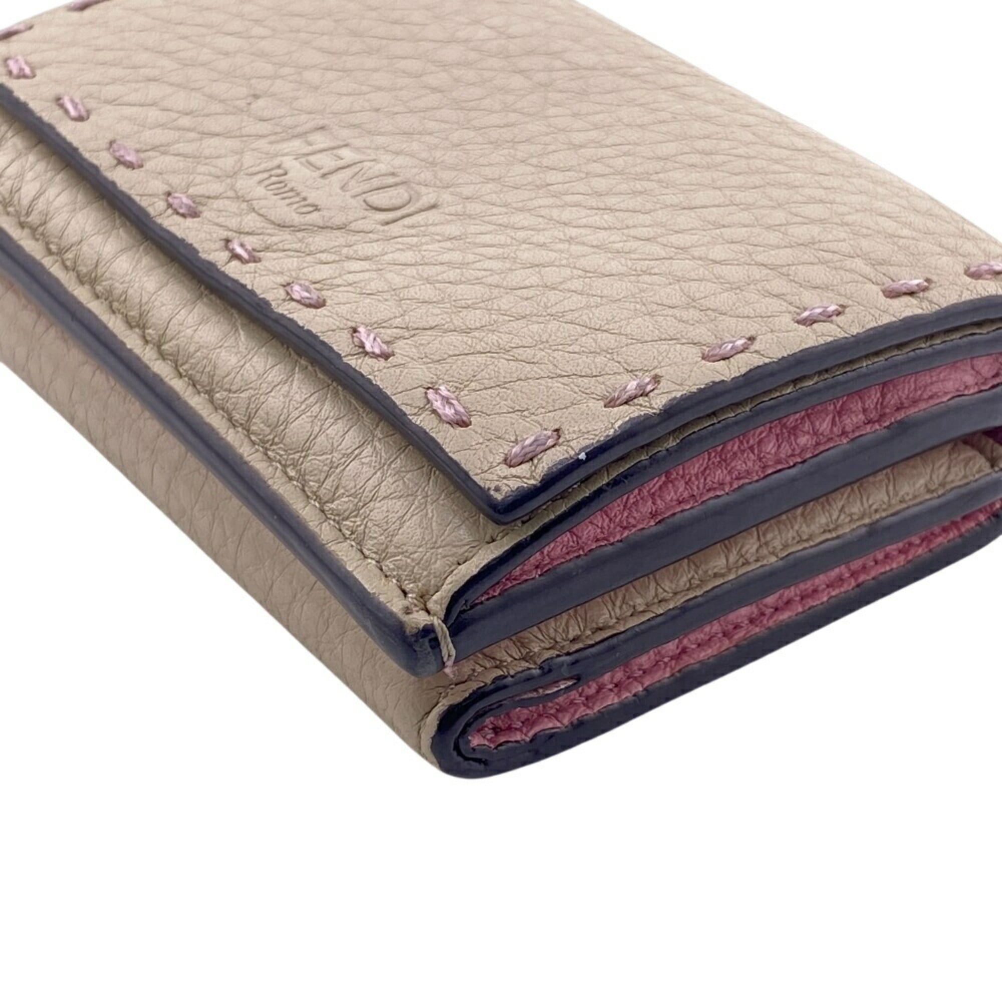 Fendi Beige Leather Wallet (Tri-Fold) (Pre-Owned)