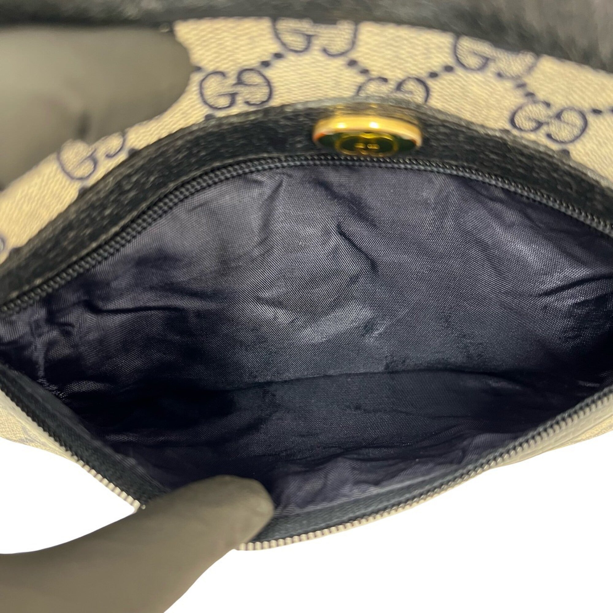Gucci Navy Red Color Leather Pvc Pochette Shoulder Bag (Pre-Owned)