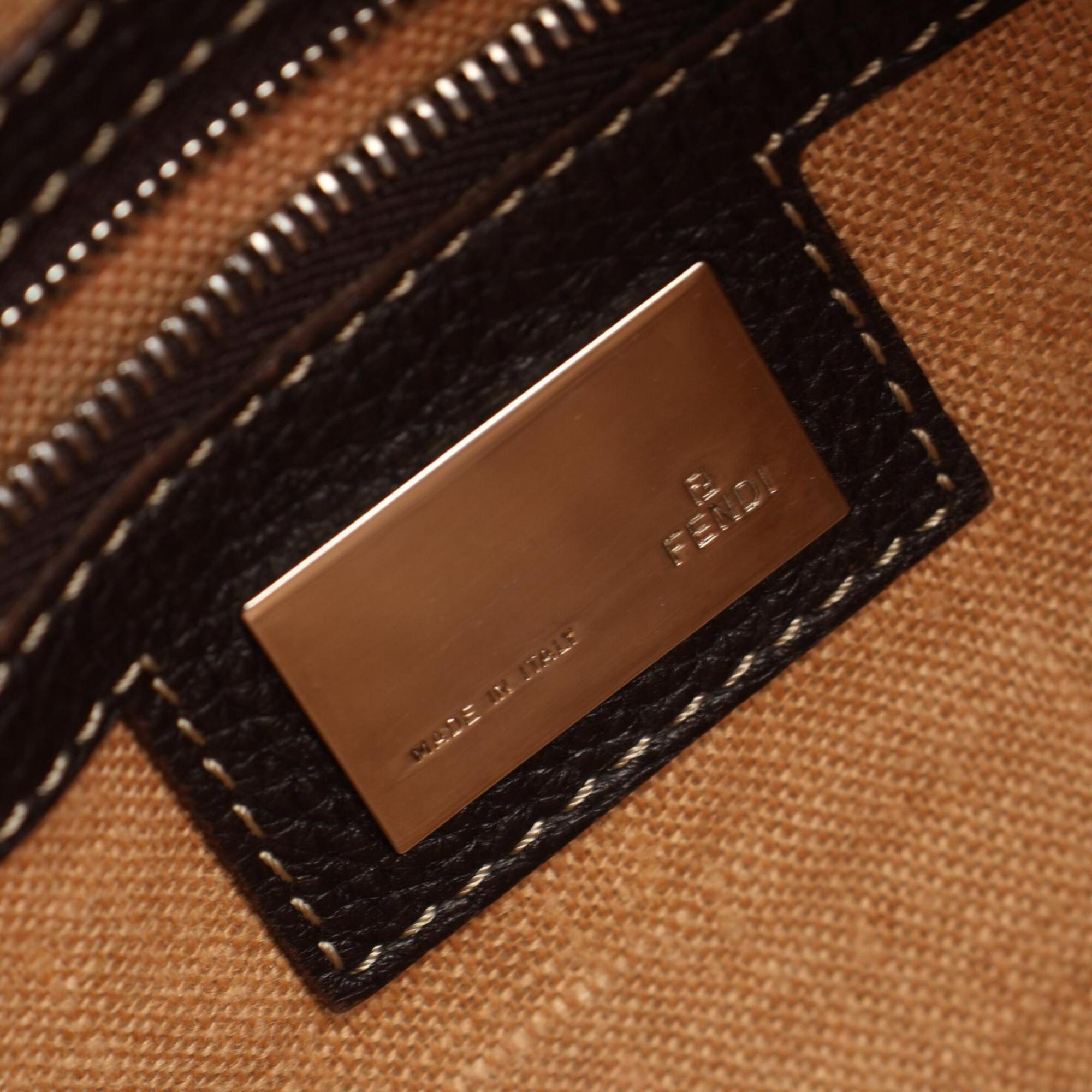 Fendi Brown Canvas Leather Handbag Shoulder Bag (Pre-Owned)