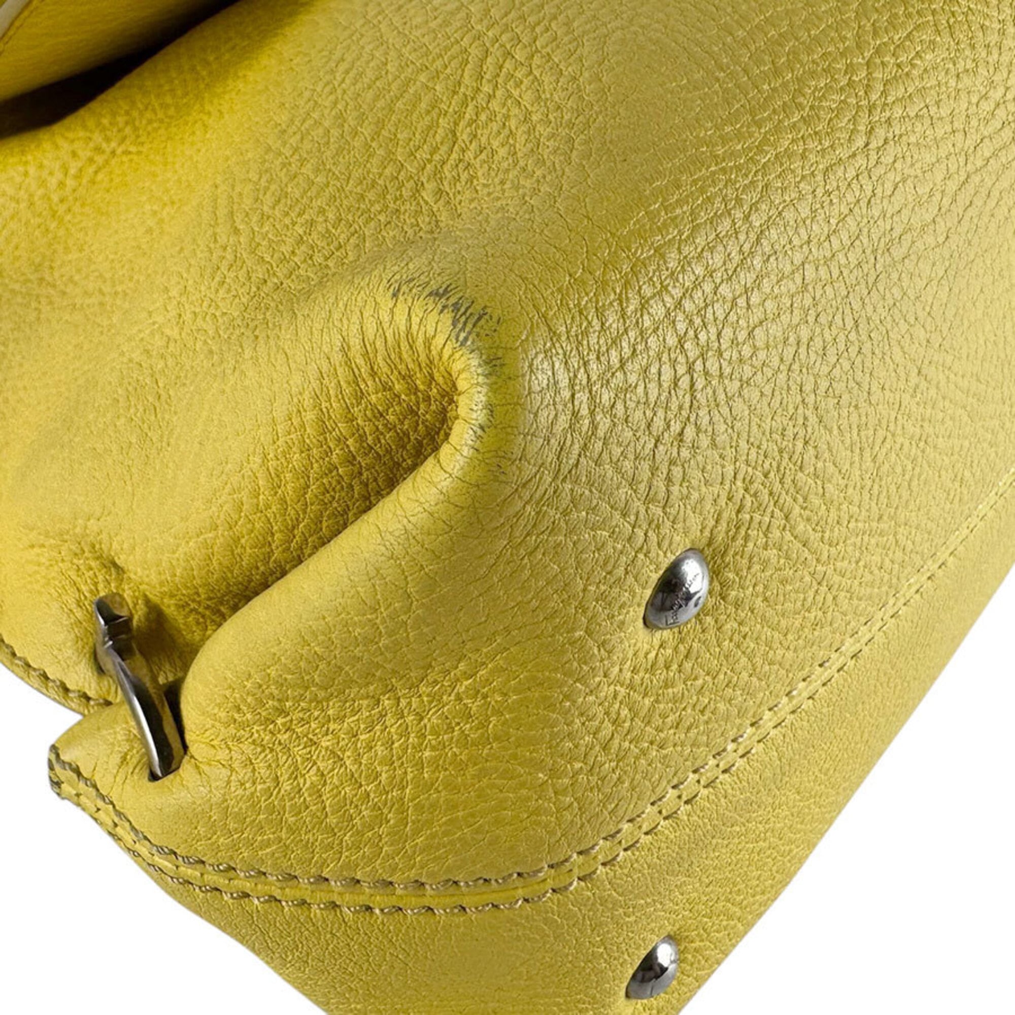 Salvatore Ferragamo Yellow Leather Handbag Shoulder Bag (Pre-Owned)