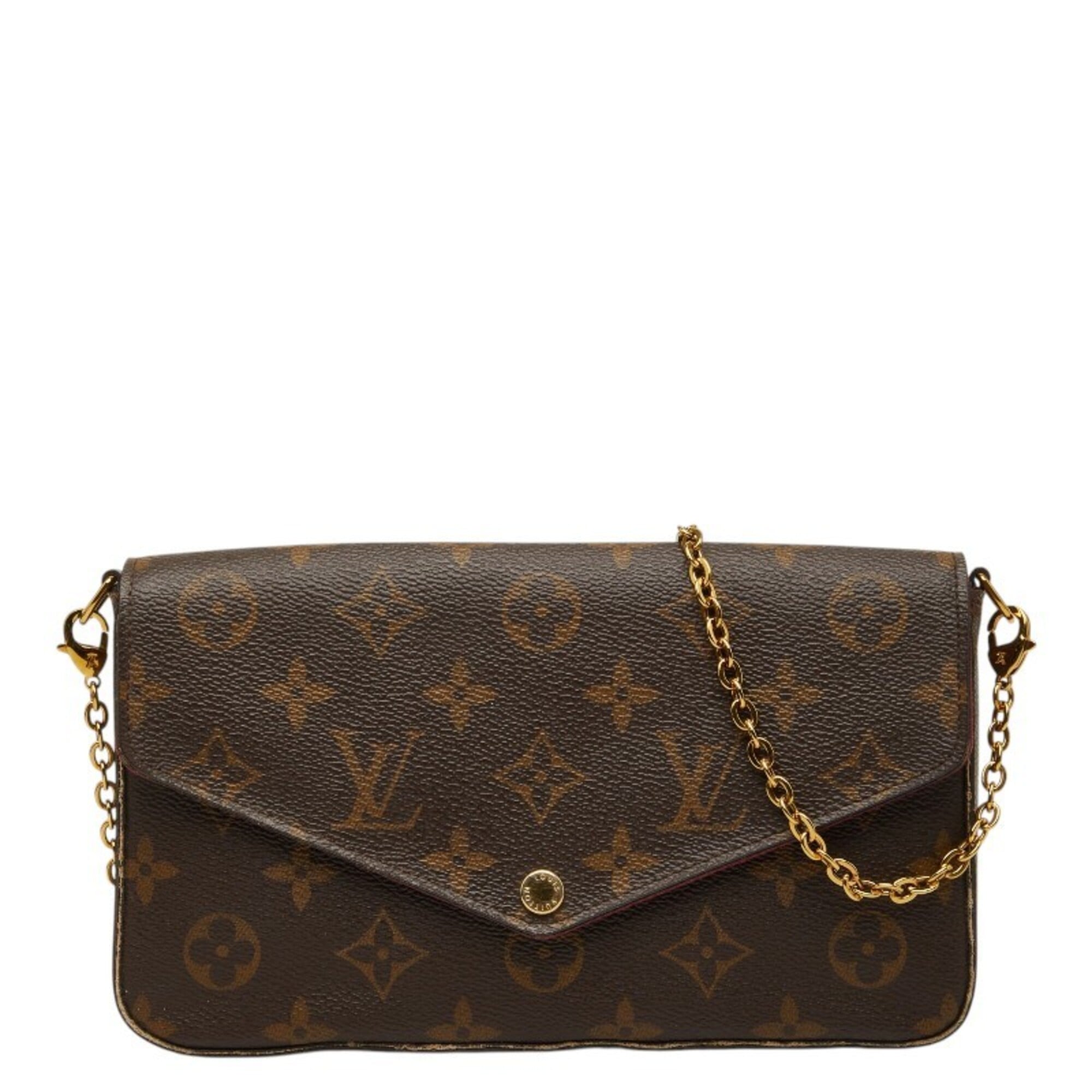 Louis Vuitton Brown Fuchsia Monogram Monogram Pochette Shoulder Bag (Pre-Owned)