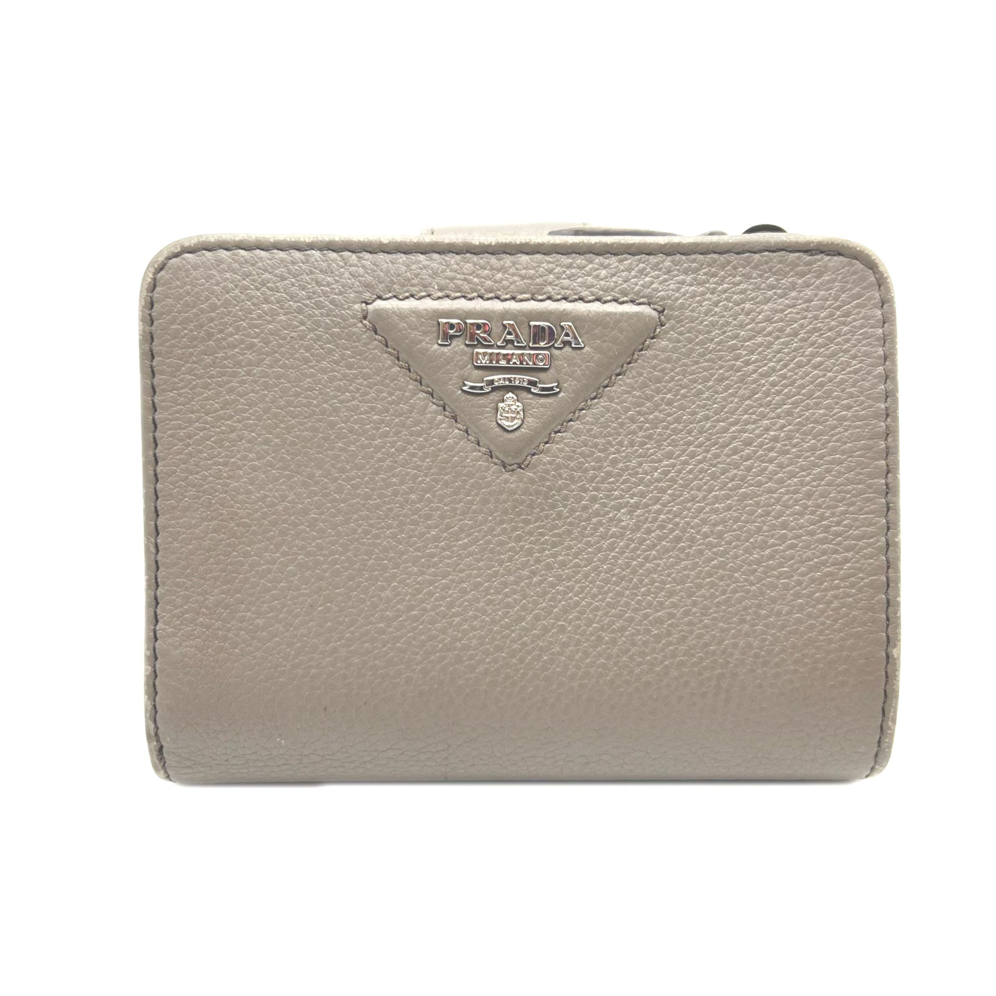Prada Grayish Leather Wallet (Bi-Fold) (Pre-Owned)