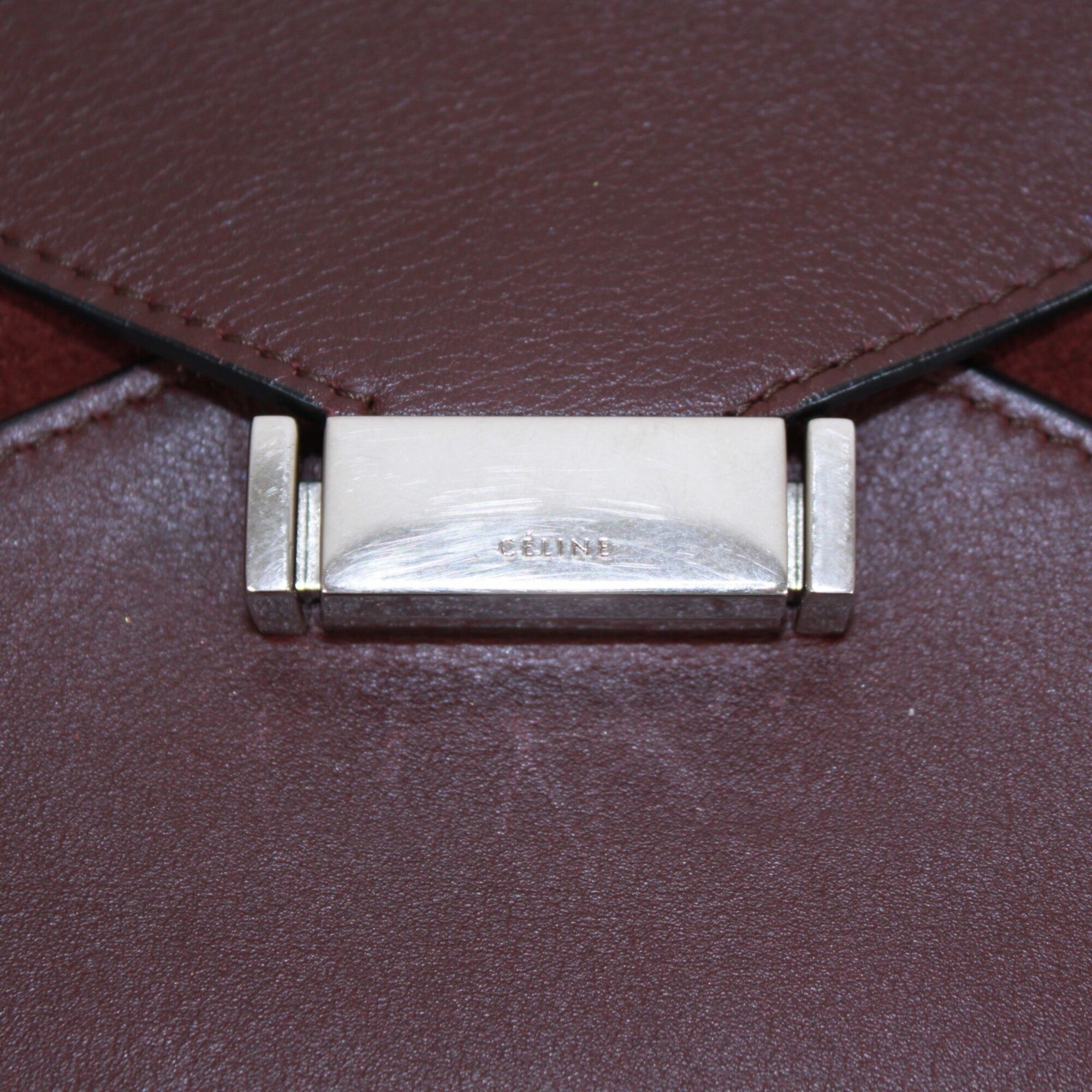 Celine Bordeaux Leather Suede Clutch Bag Shoulder Bag (Pre-Owned)