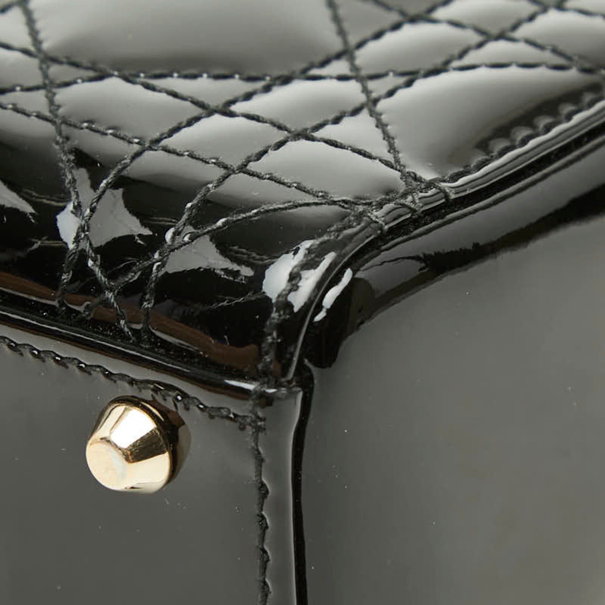 Christian Dior Black Patent Leather Handbag Shoulder Bag (Pre-Owned)