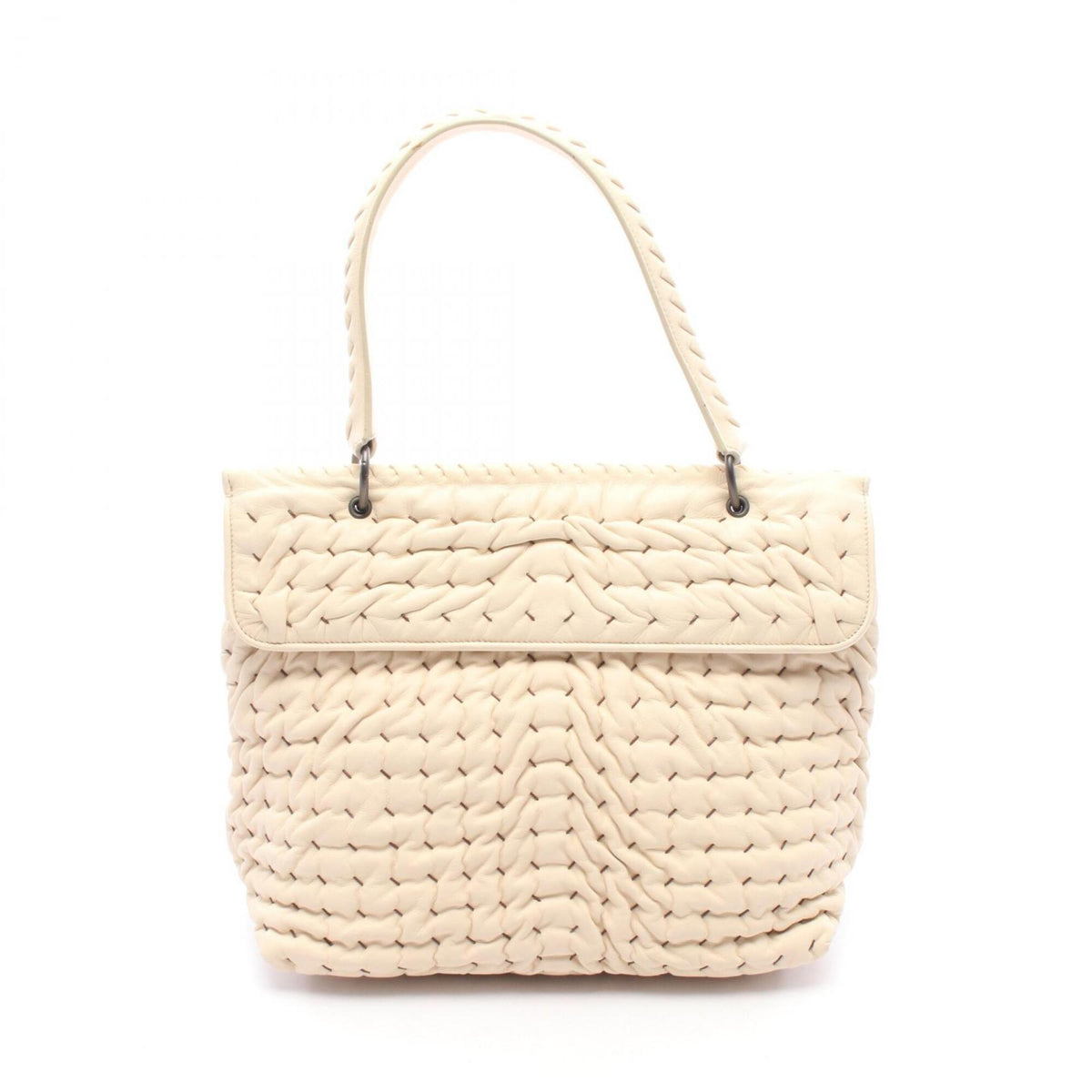 Bottega Veneta Ivory Leather Handbag Shoulder Bag (Pre-Owned)