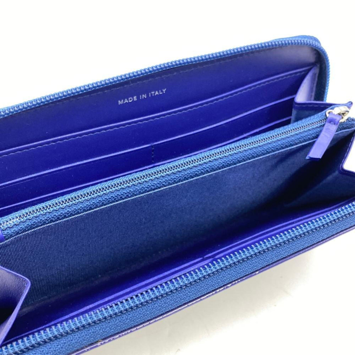 Chanel Blue Leather Long Wallet (Bi-Fold) (Pre-Owned)