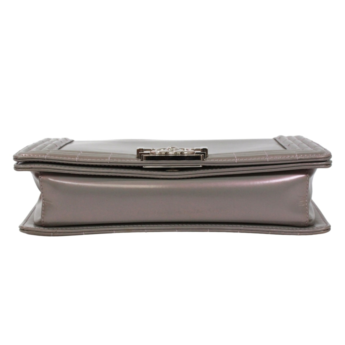 Chanel Metallic Gray Patent Leather Shoulder Bag (Pre-Owned)