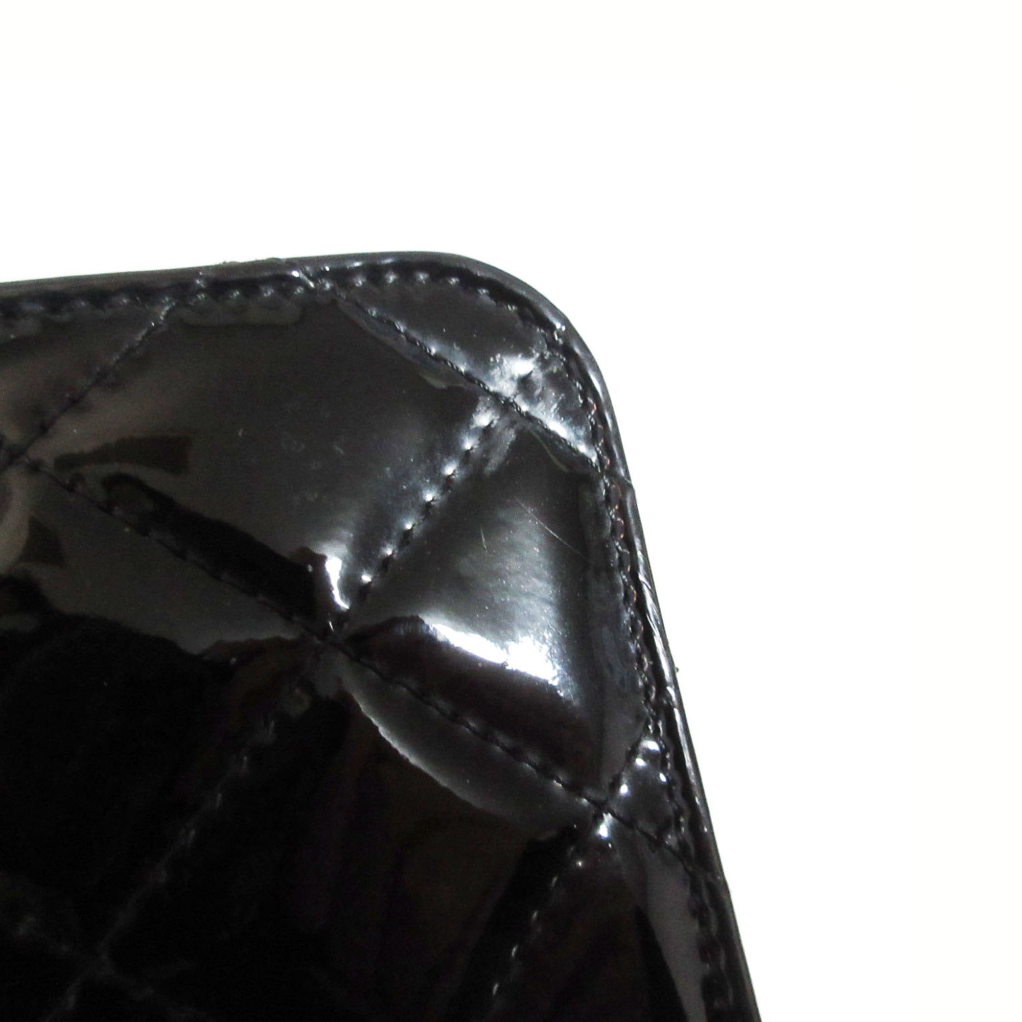 Chanel Matelasse Black Patent Leather Chain/Shoulder Wallet (Pre-Owned)