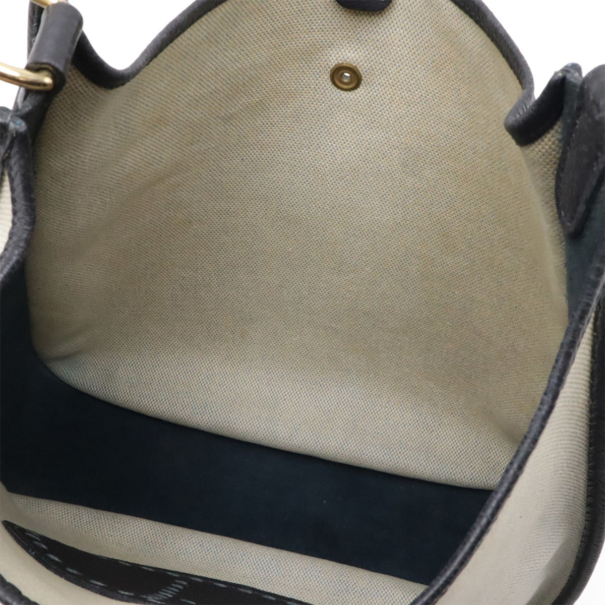 Hermes Natural Navy Toile H Shoulder Bag (Pre-Owned)