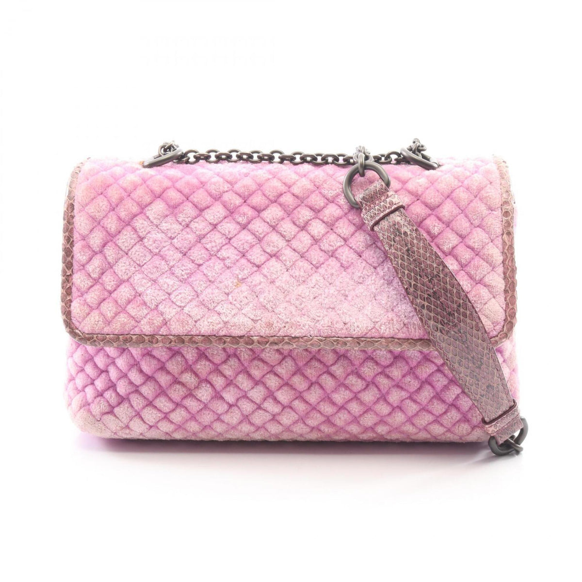 Bottega Veneta Purple Fabric Leather Handbag Shoulder Bag (Pre-Owned)