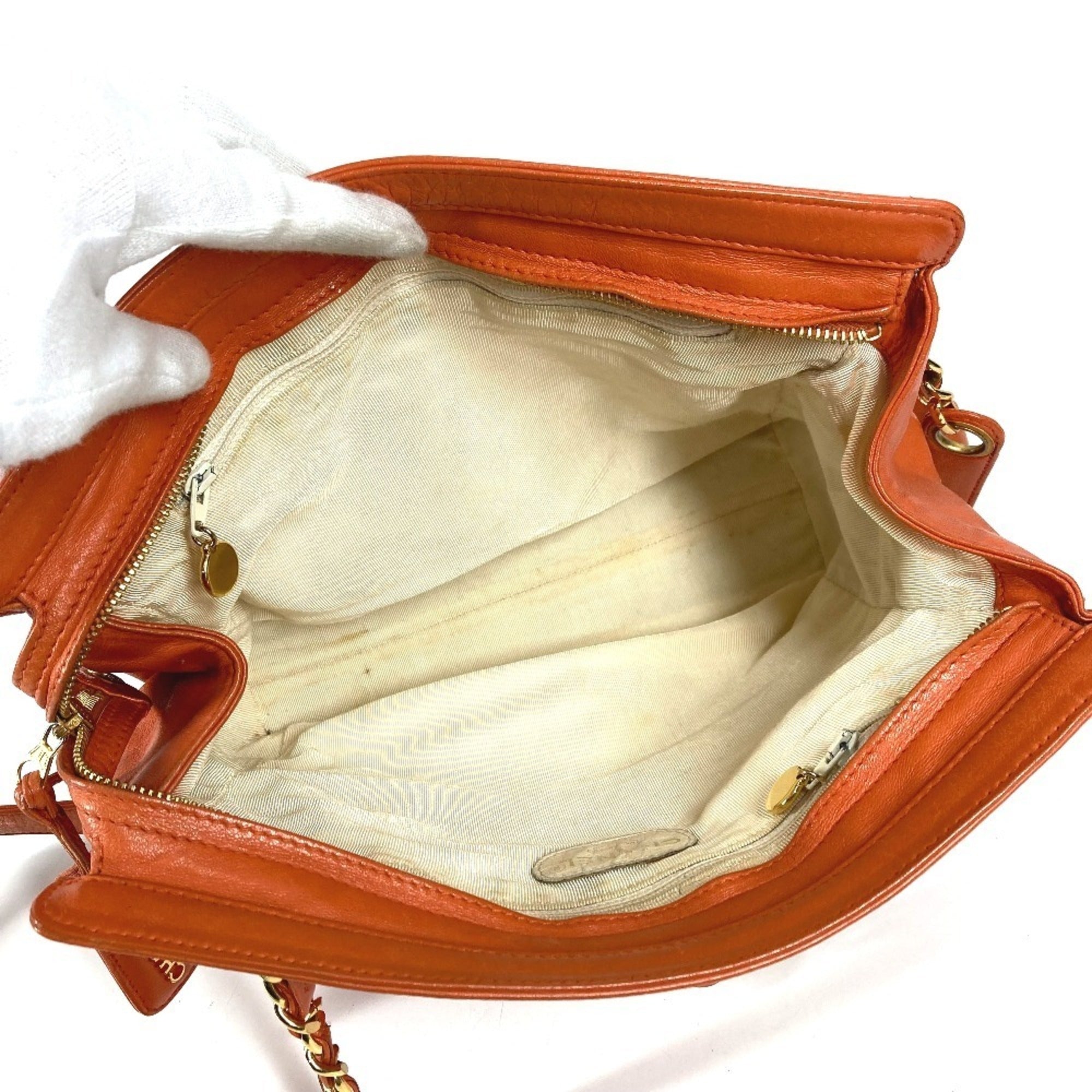 Chanel Orange Leather Shoulder Bag Tote Bag (Pre-Owned)