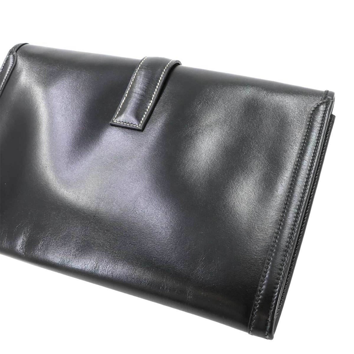 Hermes Black Box Calf Leather Clutch Bag (Pre-Owned)
