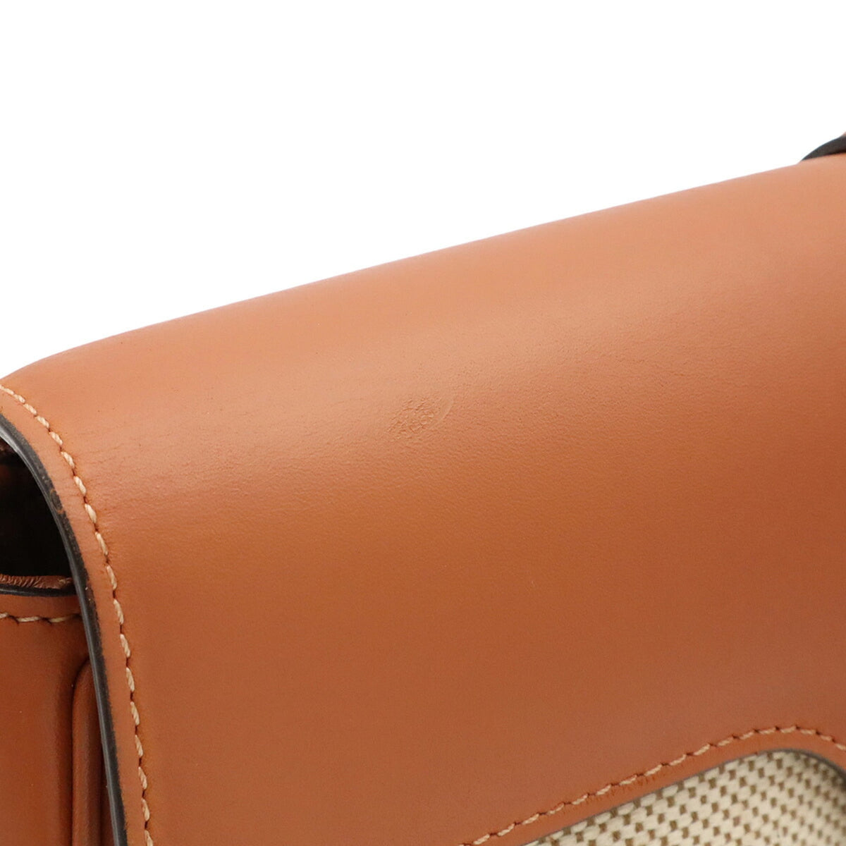 Celine Beige Camel Leather Canvas Pochette Shoulder Bag (Pre-Owned)