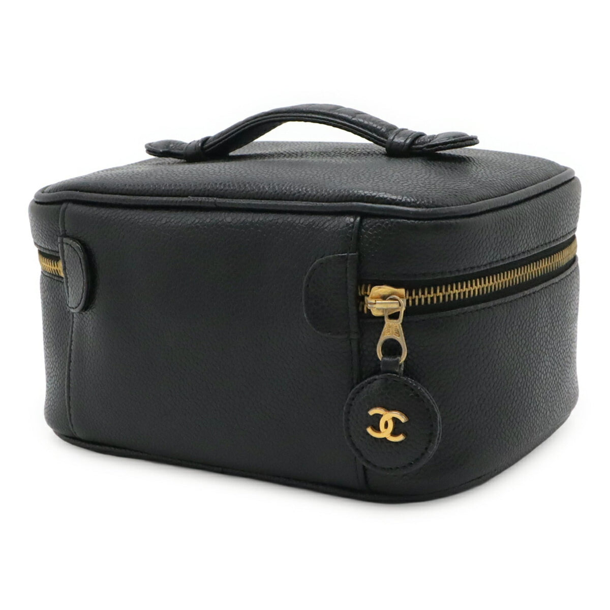 Chanel Black Grained Calfskin Handbag Pouch Vanity Bag (Pre-Owned)