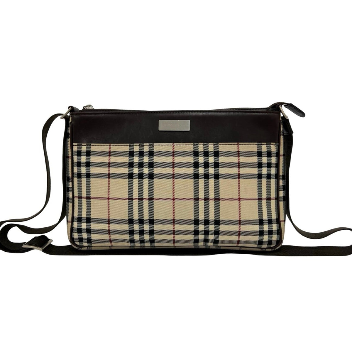 Burberry Beige Brown Canvas Leather Shoulder Bag (Pre-Owned)