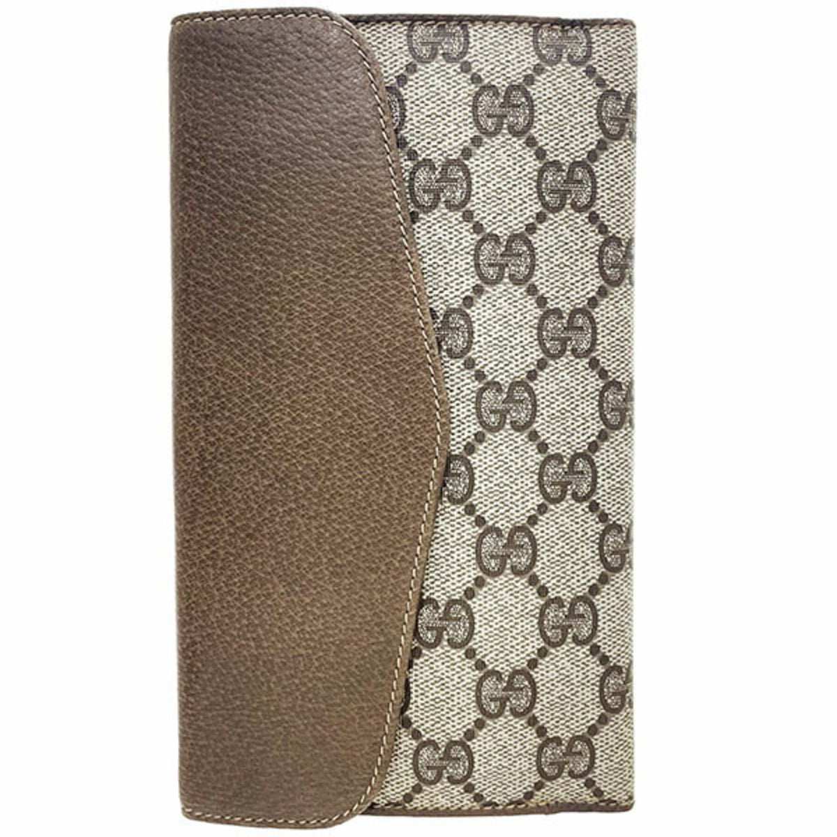 Gucci Beige Brown Pvc Leather Long Wallet (Bi-Fold) (Pre-Owned)