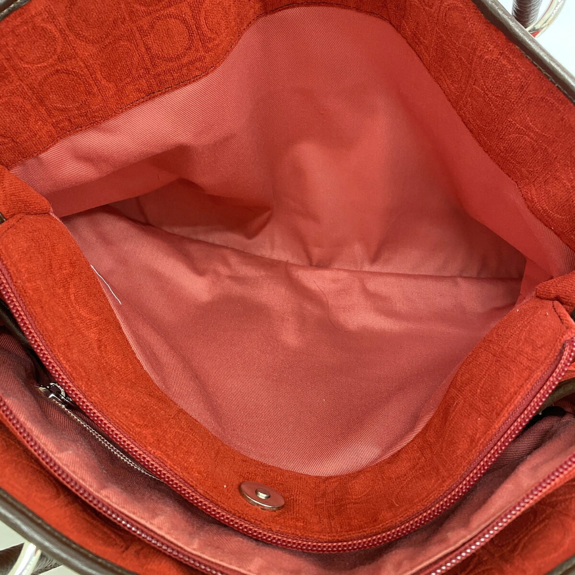 Salvatore Ferragamo Brown Red Color Suede Tote Bag (Pre-Owned)