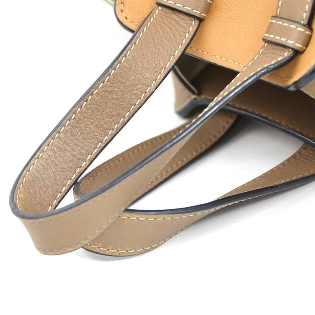 Loewe Brown Grayish Leather Handbag Shoulder Bag (Pre-Owned)