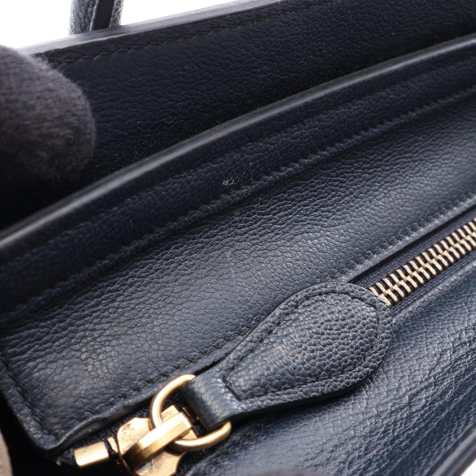 Celine Gray Navy Yellow Leather Handbag (Pre-Owned)