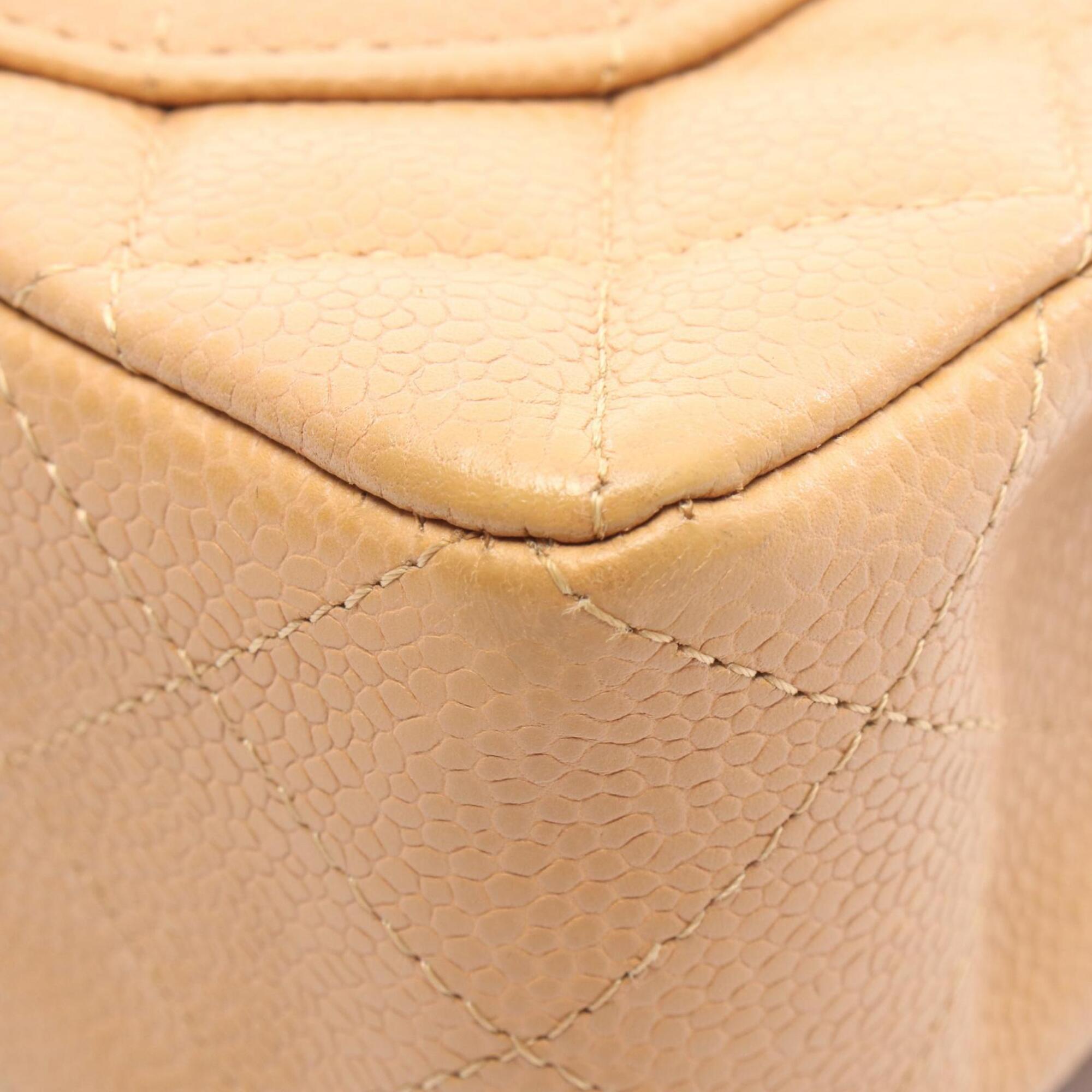 Chanel Beige Grained Calfskin Handbag Shoulder Bag (Pre-Owned)