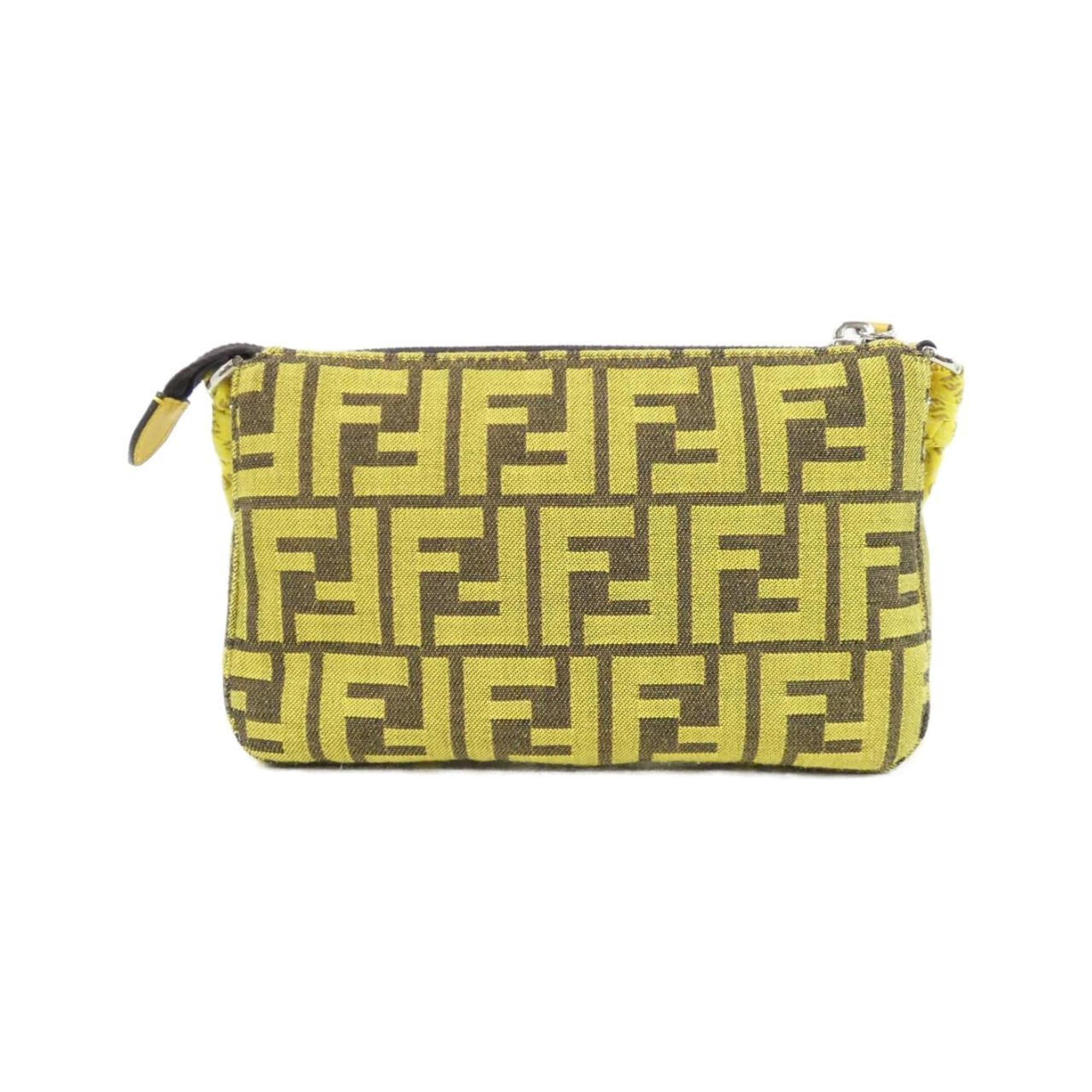 Fendi Yellow Canvas Handbag Pouch Shoulder Bag (Pre-Owned)